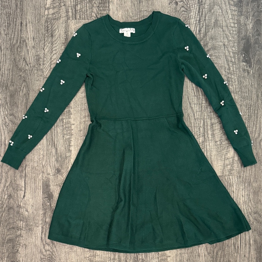 Knitworks Green Dress with White Floral Details